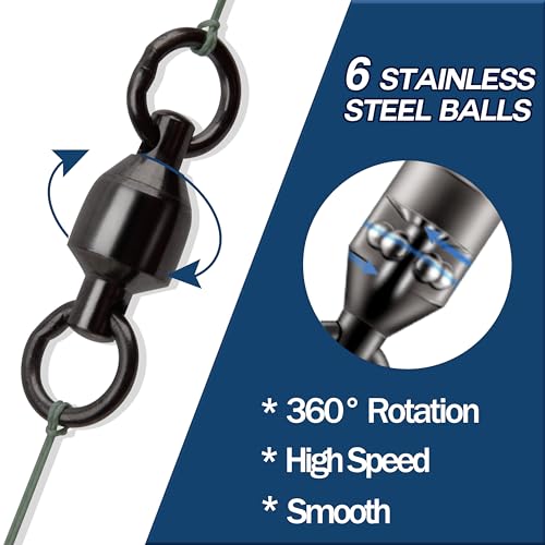 Ball Bearing Swivels Fishing Tackle - 20pcs, 260lb Strength