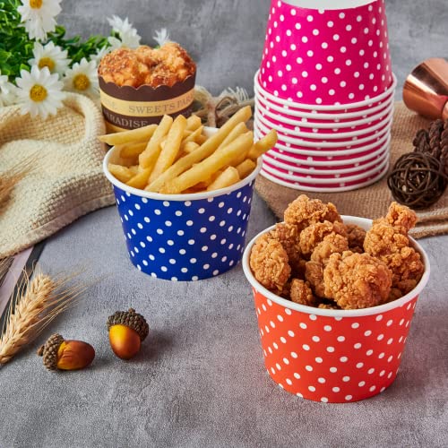 150 Pack 8oz Ice Cream Cups - Disposable Paper Cups Pink Blue Orange 8oz