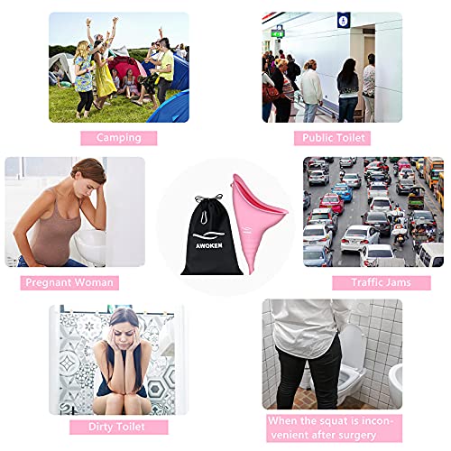 Reusable Female Urination Device - Silicone Pee Funnel for Women - Pink