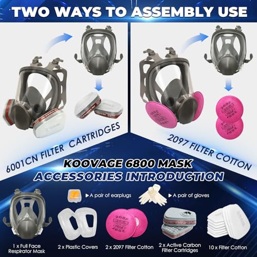 Full Face Respirator Gas Mask, Gas Masks Survival Nuclear and Chemical with Activated Carbon Filter