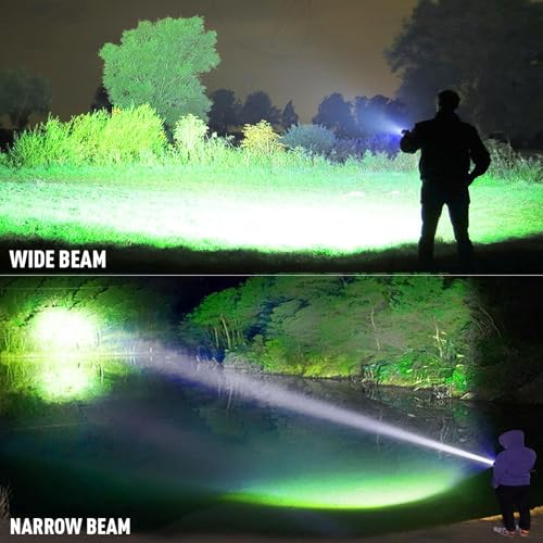 Rechargeable Flashlights High Lumens, 90,000 Lumen Super Bright Led Flashlight with USB Cable, 5 Modes Powerful Flashlight Waterproof Flash Light for Home Camping - 2 Pack