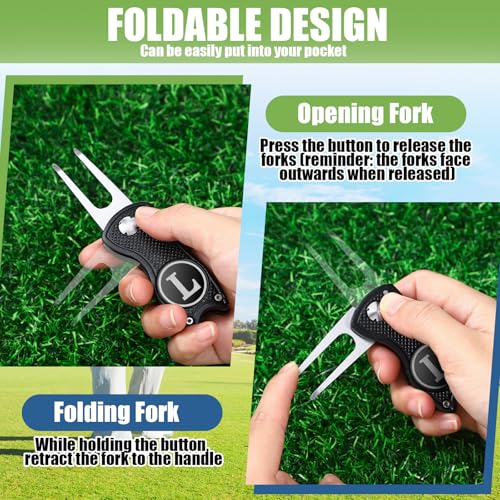 Sonwyoung Golf Divot Repair Tool with Letter L – Black Foldable Slot Ball Marker Gift