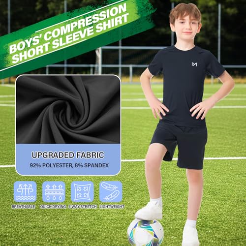 Boys Compression Shirt - Long Sleeve Quick Dry Athletic Undershirt
