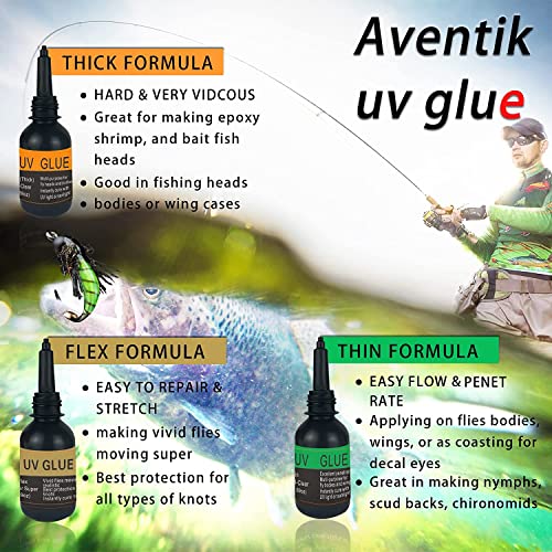 Thick UV Clear Glue for Fly Tying - Tack-Free Formula + 12 LED UV Light
