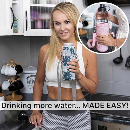 Insulated Water Bottle Carrier with Adjustable Strap - Extra Large, Light Orange Fantasy