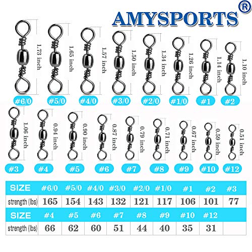 Fishing Swivels - High Strength Stainless Steel, Size 6 (60lb), 50 pcs