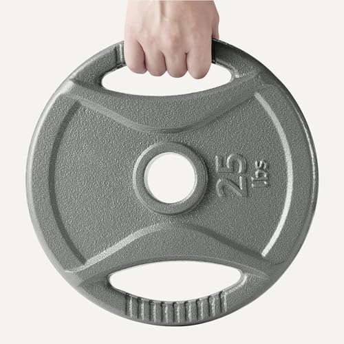 25 lb Olympic Cast Iron Weight Plate - 2-inch Grip, Powerlifting & CrossFit