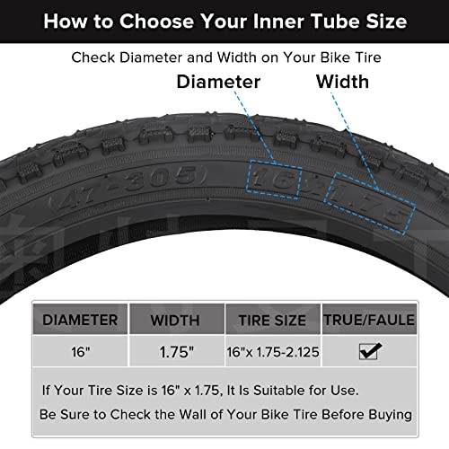 Hapleby 2PCS Premium 16Inch Bike Tubes of Kids, Compatible for 16