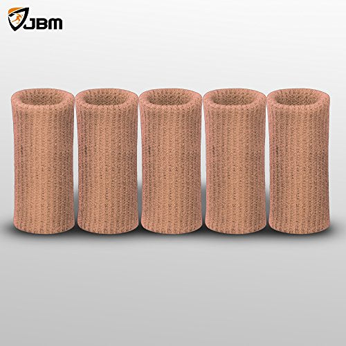 Finger Sleeves - Compression Sport Finger Brace Protector - 5 Pack, Brown