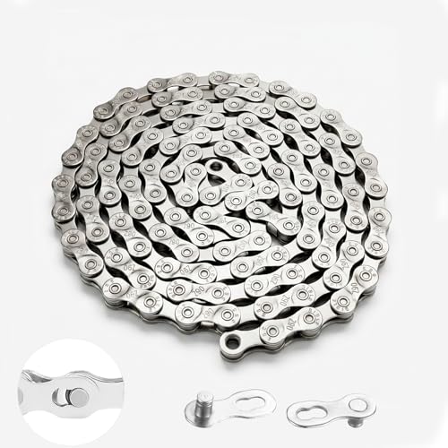 21/24/27 Speed Bicycle Chain for Mountain & Road Bikes - Silver, Adjustable & Durable
