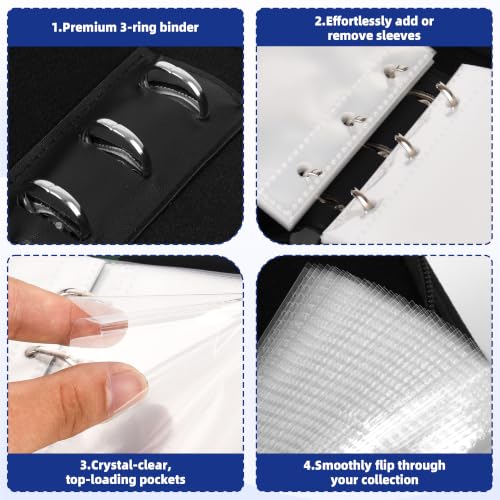Dark Black Pocket Card Binder with Zipper - 100 Card Mini Album for TCG & Sports Cards