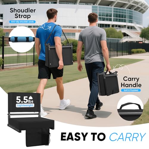 Stadium Seat Cushion with Back Support - Black, 3.2" Thick