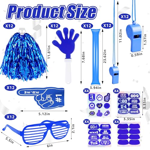 Letsroar Blue 204 Pcs School Spirit Accessories Set for Sports Events