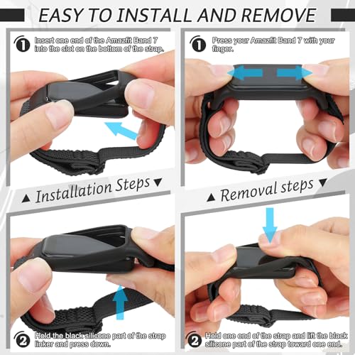 TumpCez Black & Grey Solo Loop Elastic Nylon Strap for Amazfit Band 7 – Soft Adjustable Sport Replacement