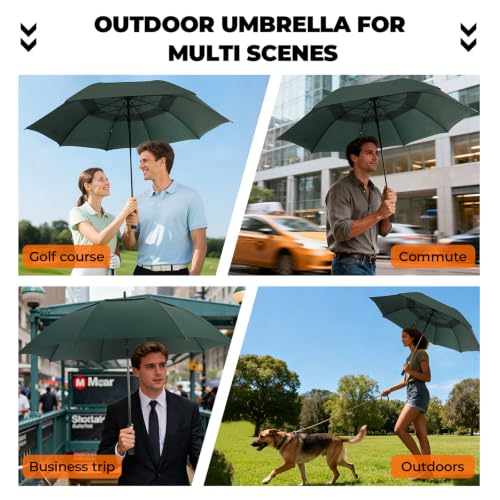 Windproof Waterproof Golf Umbrella - 54-72 Inch Auto Open