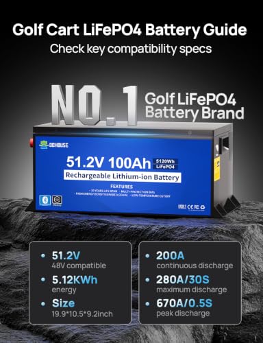 48V 100Ah Lithium Golf Cart Battery Kit with Charger & Monitor