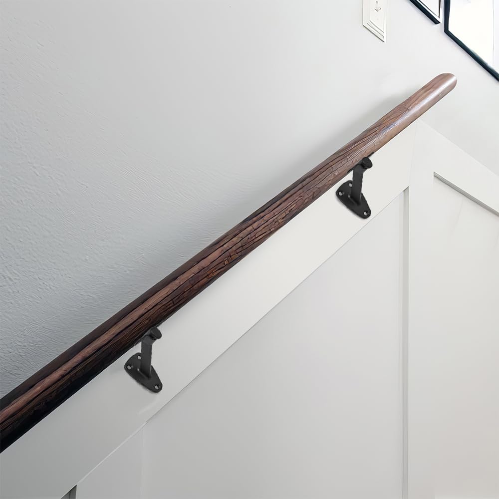 ktumeware 3 Inch 6 Pack Matte Black Handrail Stair Brackets Suitable for Indoor and Outdoor Staircase/Balcony/Corridor Staircase Support handrail Brackets
