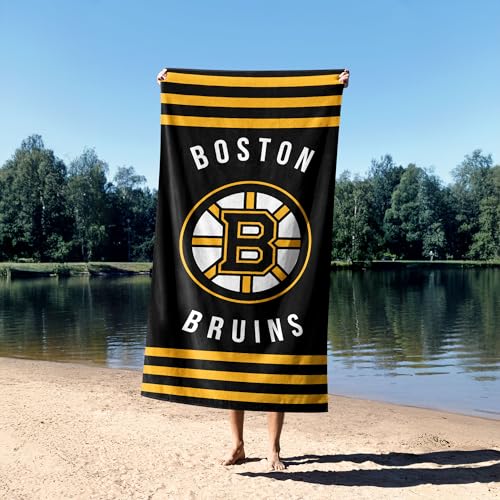 Boston Bruins Stripes Beach Towel - 30 x 60 Inch Cotton Blend