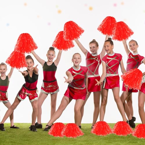 Cheerleading Pom Poms - 4 Pack Light Red Streamers