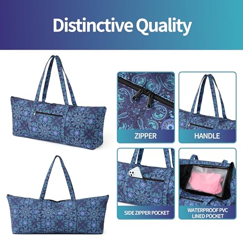 Large Yoga Mat Bag with Wet Pocket - Blue Tote