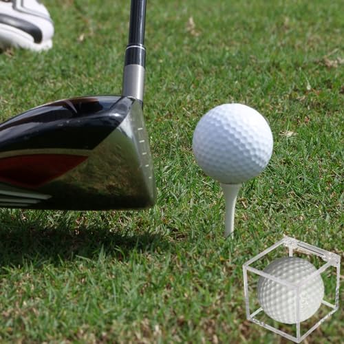 2 PCS UV Protected Golf Ball Display Case - Clear Acrylic Cube