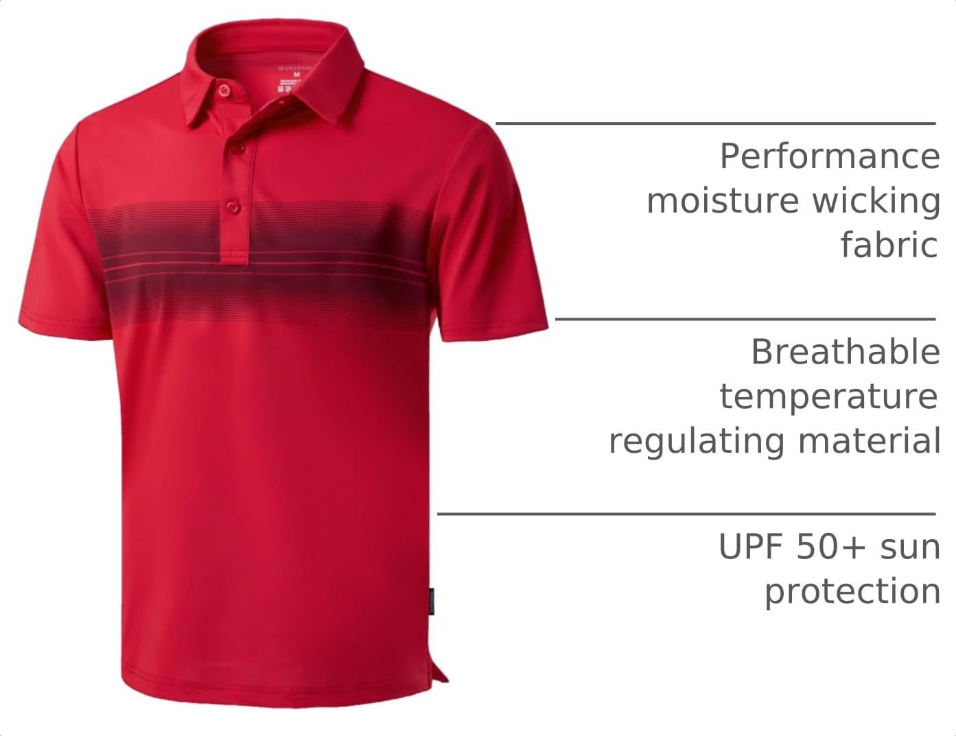 Men's Golf Shirts Dry Fit Moisture Wicking Performance Short Sleeve Collared Polo Shirts for Casual Athletic Business (Red Stripe, 4XL)