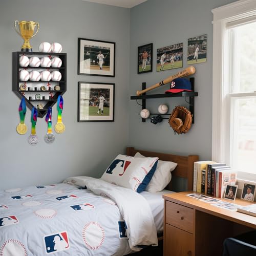 Black Wooden Baseball Display Case with Ring Holder – Soild Wood