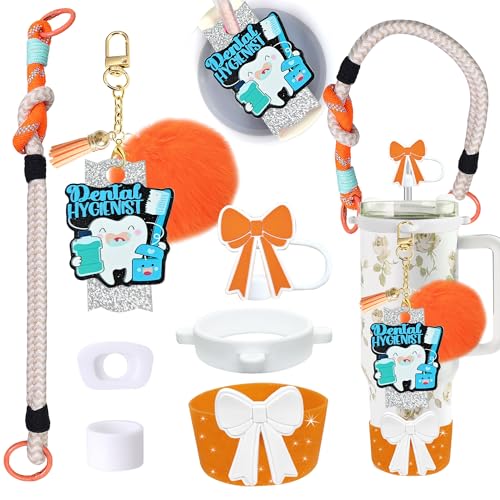 8-Piece Bow Tumbler Accessory Set for 20/30/40oz Cups - Orange