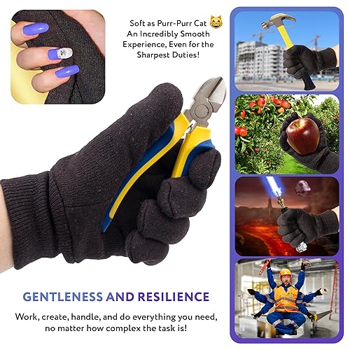 APQ Brown Jersey Gloves for Men Bulk, Fleece Lined Winter Work Gloves for Men, Women Jersey Garden Gloves, Cotton Work Gloves