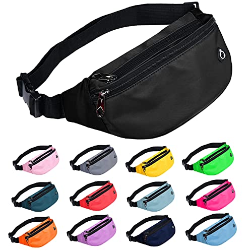 Water-Repellent Fanny Pack for Travel & Sports - 1 Pack Black