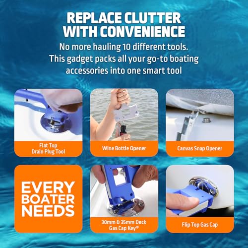 Boat Gadget 10-in-1 Marine Tool with Gas Cap Key & Line Cutter - Blue, 1 Pack