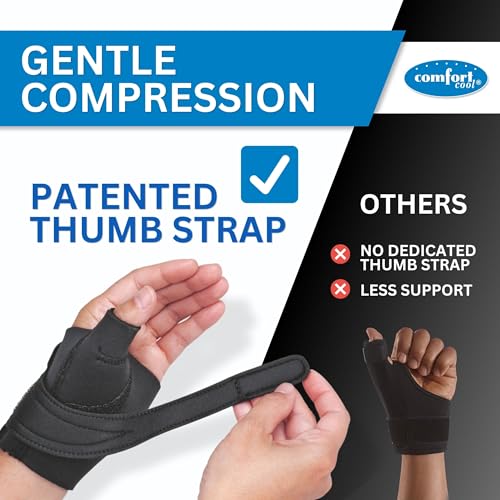 Comfort Cool CMC Thumb Brace - Right Hand, Black, Medium, Support for Arthritis & Tendinitis