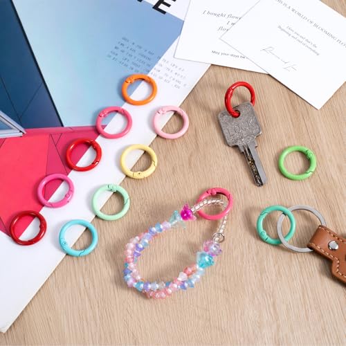 Round Spring O Rings - 10 Pcs Mixed Color 25mm Keyring Clips
