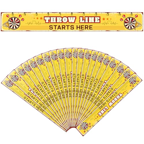 Fuyoooo 20-Pack Dart Throw Line Floor Stickers, 23 x 3.15 in Waterproof PVC Markers