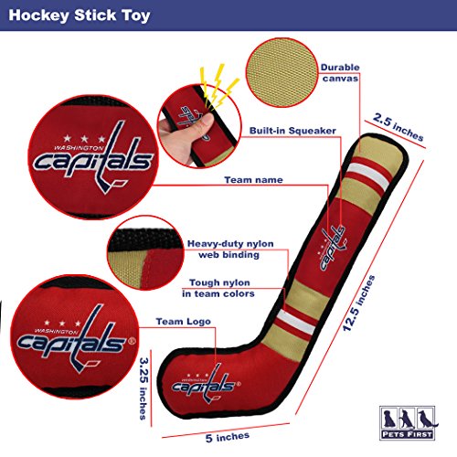 Pets First NHL Washington Capitals Hockey Stick Dog Toy - Tough Nylon Squeaker, 16 Inch, Licensed Sports Pet Toy