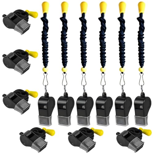 12 Pack Sports Whistles with Lanyards for Coaches and Referees