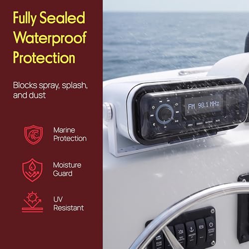 Pyle Marine Waterproof Radio Cover with Flip-Up Door - Heavy Duty Boat Stereo Protector