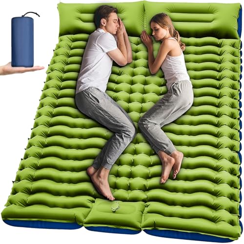 Yuzonc Green Double Self-Inflating Camping Sleeping Pad 4'' Thick for 2 People