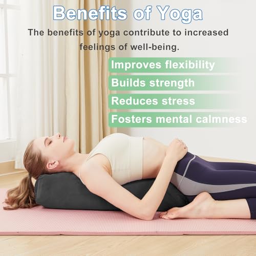 Rectangular Yoga Bolster Pillow - Black | Meditation Cushion for Support