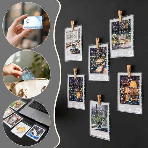 Holographic Photocard Sleeves - 100 Pcs, 65x90mm, Heart Design