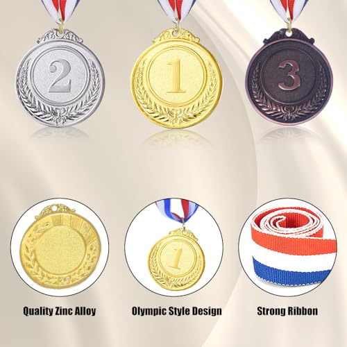 2-Inch Award Medals - Gold, Silver & Bronze Winner Set - 3pcs