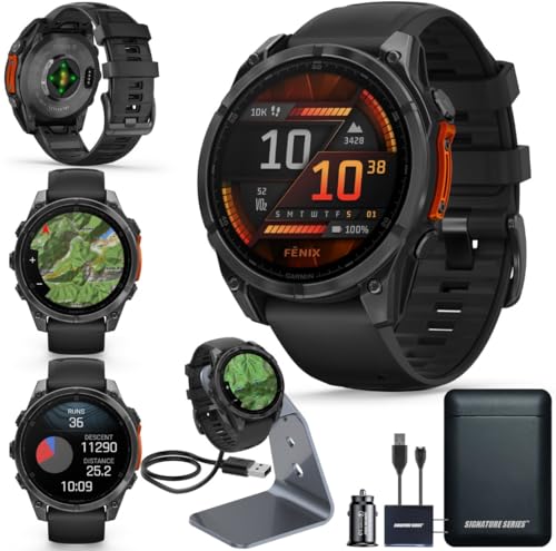 Garmin Fenix 8 Premium GPS Running Smartwatch - 47 mm AMOLED, Slate Gray with Black Band