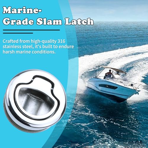Pvrud Marine Grade 316 Stainless Steel Boat Slam Latch Non-Lock 2-Inch Deck Hatch Handle