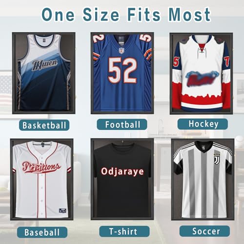 Jersey Frame Display Case - Large Shadow Box with UV Protection, Lockable, Fits Most Sports Jerseys