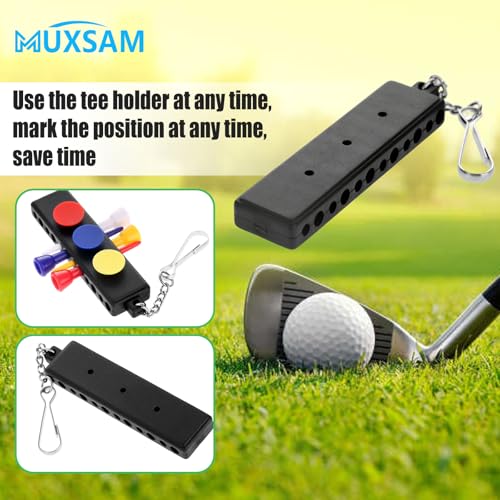 Golf Tee Holder with Keychain - Black, 12 Tees & 3 Ball Markers