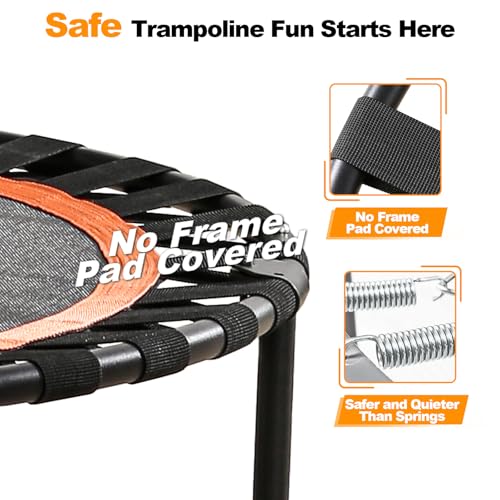 40-Inch Foldable Mini Trampoline with Handle - Orange