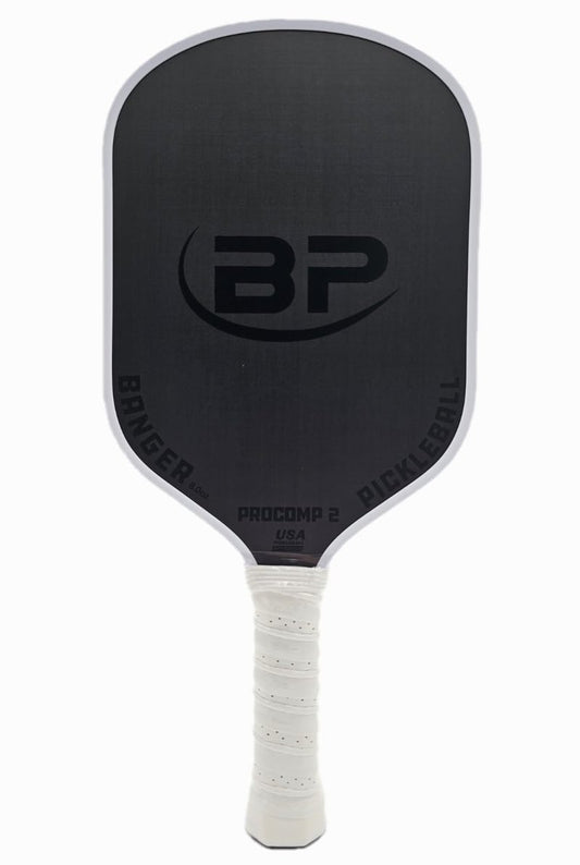 PROCOMP 2 (USAPA Approved) Pickleball Paddle, by Banger Pickleball -16mm Width, 8mm Polypro Core, 360-Degree Comfort Grip, Rounded Corners (Black Edge Guard)