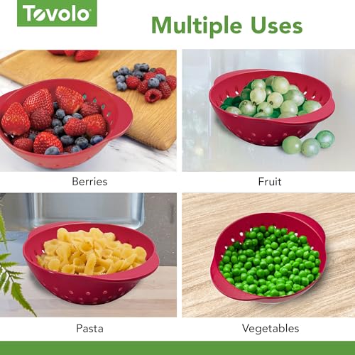 Mini Berry Colander Strainer - Cayenne Red, BPA-Free Melamine
