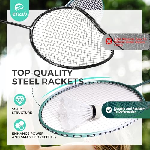 Portable Badminton Set with Net, 4 Rackets & 4 Shuttlecocks