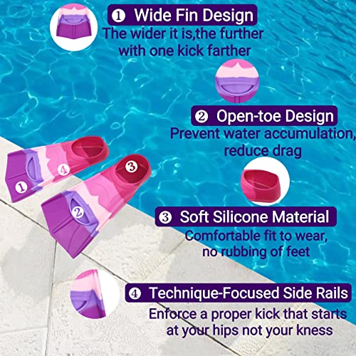 Kids Colorful Flexible Silicone Swim Fins - AAB-3XS (8-11.5) - Training & Snorkeling